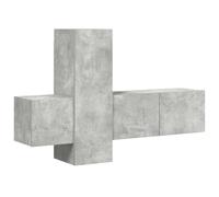 Qnhdfrt Lot de 3 meubles TV bas gris béton - Montage mural - En bois - 80 x 30 x 30 cm - Design moderne avec espace de rangement pour salon, chambre à coucher, couloir