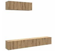 Qnhdfrt Lot de 3 meubles TV bas - Montage mural - Chêne artisanal - 100 x 30 x 30 cm - 2 portes - Design moderne - Espace de rangement pour téléviseurs et médias dans le salon, le couloir ou la