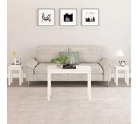 Qnhdfrt Lot de 3 tables d'appoint en pin massif - Blanc - Peu encombrantes - Modernes - 80 x 40 x 55 cm + 2 x 30 x 30 x 40 cm - Pour salon, chambre à coucher, balcon