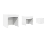 Qnhdfrt Lot de 3 tables gigognes en bois blanc - 45 x 45 cm - Design moderne - Peu encombrantes - Pour salon, chambre à coucher, balcon - Petite table d'appoint et console étroite
