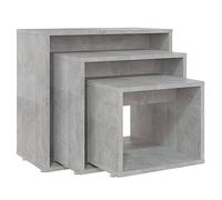 Qnhdfrt Lot de 3 tables gigognes en bois Gris béton 55/44/34 cm Design moderne Ensemble robuste pour petits appartements Salon Chambre Couloir Balcon