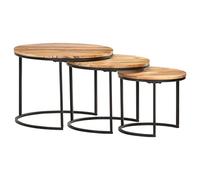 Qnhdfrt Lot de 3 tables gigognes en bois massif d'acacia avec fonction empilable en tailles S, M, L, pour salon, couloir, chambre à coucher
