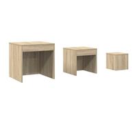 Qnhdfrt Lot de 3 tables gigognes en chêne Sonoma 45 x 45 cm - Design moderne - Peu encombrantes - Pour salon, chambre à coucher, couloir, balcon