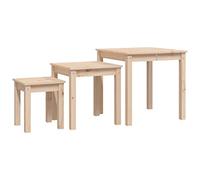 Qnhdfrt Lot de 3 tables gigognes en pin massif - 55/45/35 cm - Design moderne - Table d'appoint peu encombrante pour salon, chambre à coucher, couloir, balcon