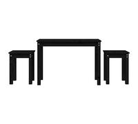 Qnhdfrt Lot de 3 tables gigognes en pin massif noir 80 x 40 cm et 2 x 30 x 30 cm - Design moderne - Matériau robuste pour salon, chambre à coucher et couloir