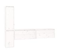Qnhdfrt Lot de 4 armoires TV en pin massif blanc 30 x 30 x 80/60 et 80 x 30 x 35 cm Design moderne robuste durable pour salon, couloir et chambre à coucher