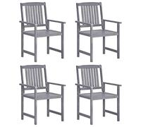 Qnhdfrt Lot de 4 chaises de jardin en bois massif d'acacia gris pour une utilisation en extérieur, jardin, balcon et camping, stables, durables avec nettoyage facile, dimensions 57 x 61 x 92 cm