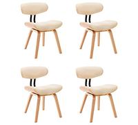 Qnhdfrt Lot de 4 chaises de salle à manger - Crème marron - Cadre en bois boisé - 51,5 x 54 x 78 cm - Design moderne - En cuir synthétique - Robuste et confortable - Pour cuisine, salle à manger