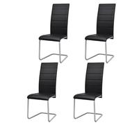 Qnhdfrt Lot de 4 chaises de salle à manger en cuir synthétique, noires, 41 x 52,5 x 102,5 cm, design moderne, dossier haut, structure en acier, 110 kg, pour salle à manger, cuisine, bureau, salle