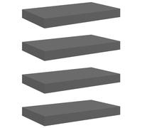 Qnhdfrt Lot de 4 étagères murales - 40 x 23 x 3,8 cm - Gris brillant - Cadre en métal MDF nid d'abeille - Montage invisible - Charge maximale : 5 kg - Pour salon, bureau, cuisine, couloir