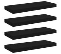 Qnhdfrt Lot de 4 étagères murales 60 × 23,5 × 3,8 cm, noir, plaque en MDF H, cadre en métal invisible, montage invisible, 7 kg, moderne, flottante, livres, décoration pour salon, couloir, cuisine