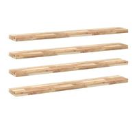 Qnhdfrt Lot de 4 étagères murales en acacia - 140 x 20 x 4 cm - Bois massif non traité - Design moderne - Robuste et durable - Pour cuisine, salle de bain, salon, chambre à coucher, bureau, couloir