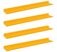 Qnhdfrt Lot de 4 étagères murales jaune moutarde 60 x 9 x 2,5 cm en acier mat avec design flottant, peu encombrantes pour salon, couloir, chambre à coucher, cuisine, livres, décoration