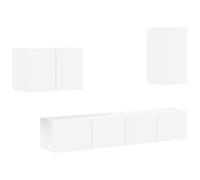 Qnhdfrt Lot de 4 étagères murales pour TV - En bois blanc - 78,5 x 31 x 29,5 cm - Design moderne - Portes pivotantes à 90° - Montage mural - Grand espace de rangement pour salon, chambre à coucher