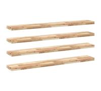 Qnhdfrt Lot de 4 étagères murales rectangulaires flottantes - 120 x 20 x 4 cm - En bois massif d'acacia non traité - Design moderne - Robuste et durable - Pour salon, cuisine, salle de bain, chambre à