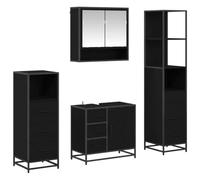 Qnhdfrt Lot de 4 meubles de salle de bain en chêne noir - 65 x 33 x 60 cm - Design moderne avec beaucoup d'espace de rangement pour petites et grandes salles de bain
