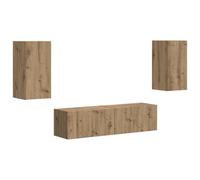 Qnhdfrt Lot de 4 meubles TV bas en chêne artisanal, 60 x 31 x 29,5 cm, design moderne avec beaucoup d'espace de rangement, robustesse et durabilité, pour salon, home cinéma et chambre à coucher