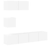 Qnhdfrt Lot de 4 meubles TV - Blanc - 30, 5 x 30 x 30 cm, meuble TV bas moderne avec espace de rangement généreux pour TV, appareils, livres et accessoires, salon, chambre à coucher