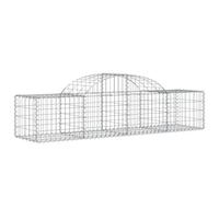 Qnhdfrt Lot de 4 Paniers à Gabions Arqués 200x50x40/60 cm, Cage en Pierre en Fer Galvanisé de Fil 3,5 mm, Clôture de Jardin et Mur de Soutènement Décoratif pour Aménagement Extérieur