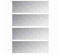 Qnhdfrt Lot de 4 tapis d'escalier en aluminium - 90 x 30 cm - Angle droit - Tôle ondulée - Argent moderne - Robuste et antidérapant - Pour l'intérieur et l'extérieur, le camping-car, le bureau, le