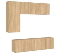 Qnhdfrt Lot de 5 armoires murales en bois de chêne Sonoma - 40,5/60/80 cm de large - Espace de rangement moderne pour salon, bureau et couloir
