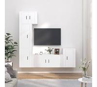 Qnhdfrt Lot de 5 buffets TV en bois - Blanc - 57/100/40 x 34,5 x 40 cm - Montage mural - Design moderne pour salon, chambre à coucher, couloir