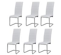 Qnhdfrt Lot de 6 chaises de salle à manger cantilever en cuir synthétique blanc avec cadre en acier - Design moderne - Rembourrage de qualité supérieure, légères et stables pour la cuisine, la salle à