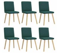Qnhdfrt Lot de 6 chaises de salle à manger - Vert foncé - Housse en 100 % polyester - Avec pieds en bois d'hévéa massif - Design moderne - 45 x 54 x 86 cm - Confortable et robuste - Pour salle à
