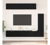Qnhdfrt Lot de 6 meubles TV avec étagère - Chêne noir - 30,5 x 30 x 90 cm - Design moderne - Montage mural - Peu encombrant pour le salon
