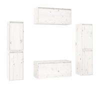 Qnhdfrt Lot de 6 meubles TV bas en pin massif - Blanc - 30 x 30 x 60 cm et 80 x 30 x 35 cm - Design moderne robuste et durable - Pour salon, chambre à coucher, bureau