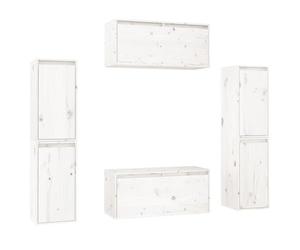 Qnhdfrt Lot de 6 meubles TV bas en pin massif - Blanc - 30 x 30 x 60 cm et 80 x 30 x 35 cm - Design moderne robuste et durable - Pour salon, chambre à coucher, bureau