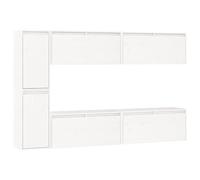 Qnhdfrt Lot de 6 meubles TV blancs en bois de pin massif - 80 x 30 x 35 cm - Meuble bas moderne pour salon, chambre à coucher, bureau - Ensemble de 6 armoires suspendues avec petites étagères murales