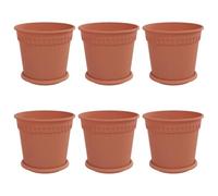 Qnhdfrt Lot de 6 pots de fleurs - Diamètre : 19 x 16 cm - Rouge brique - En plastique - Pour plantes d'intérieur, jardin et balcon - Avec trous de drainage