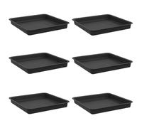 Qnhdfrt Lot de 6 Soucoupes Carrées pour Pot de Fleurs en Plastique Noir 18 x 18 cm - Assiettes de Jardinage Robustes et Légères pour Balcon Terrasse et Plantes d'Intérieur