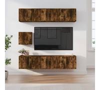 Qnhdfrt Lot de 7 meubles TV bas en chêne fumé 100 + 40 cm - Montage mural - Buffet TV avec espace de rangement - Design moderne - Robuste et durable - Pour le salon