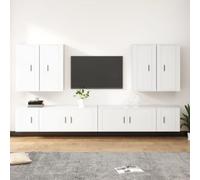 Qnhdfrt Lot de 8 buffets TV en bois blanc - 100/40/40 cm - Avec espace de rangement - Design moderne pour salon et couloir