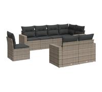 Qnhdfrt Lot de 8 salons de jardin en polyrotin gris, 62 x 62 x 69 cm, canapé d'angle, canapé central, avec espace de rangement, coussins pour terrasse, balcon, jardin