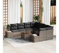 Qnhdfrt Lot de 9 canapés de jardin - Gris - 55 x 55 x 37 cm - Design modulaire avec espace de rangement et durable - Pour terrasse, balcon, jardin