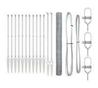 Qnhdfrt Lot de poteaux de clôture en acier argenté - Clôture stable en acier avec 26 poteaux avec piquet - Délimitation de terrain robuste pour jardin et terrasse - Système de clôture durable pour