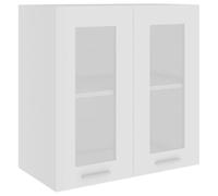 Qnhdfrt Lyon Armoire suspendue en verre avec portes en verre pour cuisine et salon, armoire murale moderne à montage mural, armoire de rangement, vitrine, matériau bois, 60 x 31 x 60 cm, blanc