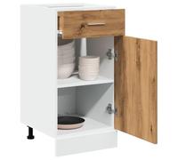 Qnhdfrt Lyon Meuble bas de cuisine avec tiroir Chêne artisanal 40 x 46 x 81,5 cm en matériau dérivé du bois pour rangement et organisation de la cuisine