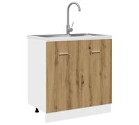 Qnhdfrt Lyon Meuble sous-évier en chêne artisanal 80 x 46 x 81,5 cm avec grand espace de rangement et sécurité pour l'organisation de la cuisine