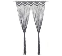 Qnhdfrt Macrame String Door Curtain, 55x95 Cotton Polyester, Charcoal