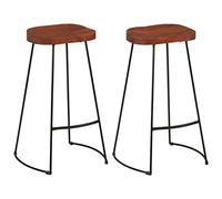 Qnhdfrt Mango Wood and Metal Industrial Bar Stools (Set of 2)