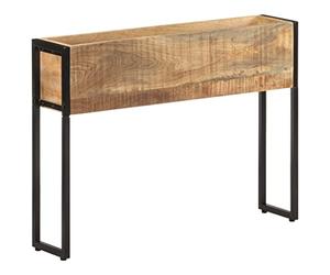 Qnhdfrt Mango Wood & Metal Raised Planter Box with Shelf, 90x20x68 cm