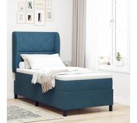 Qnhdfrt Matelas à ressorts ensachés 90 x 190 cm - Housse en velours bleu foncé avec hauteur de confort de 20 cm - Lit simple pour chambre d'amis, chambre à coucher et camping-car