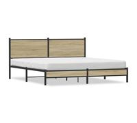 Qnhdfrt Metal and Wood Bed Frame with Headboard, 183x213 cm, Sonoma Oak