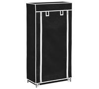 Qnhdfrt Meuble à chaussures 5 couches 58 x 28 x 106 cm noir en tubes revêtus par pulvérisation et tissu non tissé peu encombrant étagère à chaussures pour 10 paires de chaussures design moderne pour