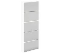 Qnhdfrt Meuble à Chaussures avec Miroir 63x17x169,5 cm - Armoire à Chaussures Slim Gain de Place pour Entrée, Rangement Chaussures Blanc Mat en Bois d'Ingénierie pour 15-20 Paires