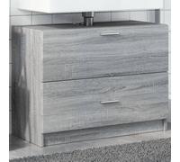 Qnhdfrt Meuble de lavabo gris Sonoma - 78 x 37 x 59 cm - Avec tiroir et compartiment - En bois durable - Pour salle de bain - Fin et pratique